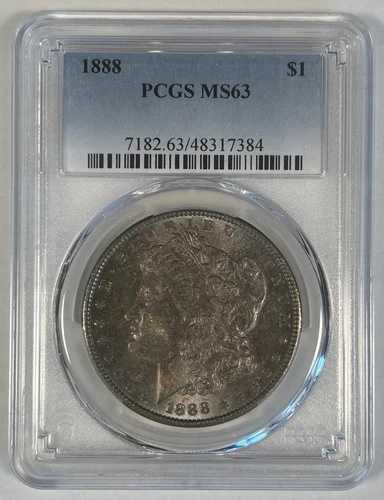 1888年製 モルガン銀貨 1ドル硬貨 トーン PCGS MS 63