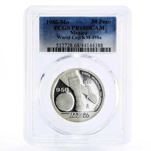 メキシコ 50ペソ サッカーワールドカップ メキシコ PR68 PCGS 銀貨 1986年