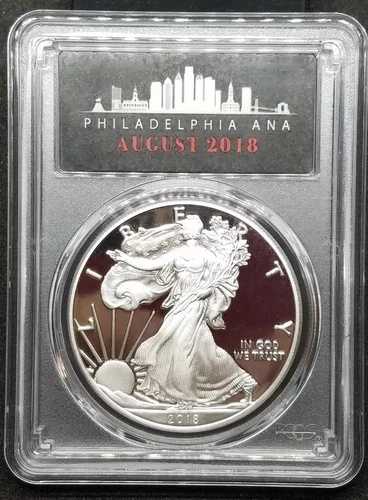 2018年製 プルーフ シルバー イーグル PCGS PR69 DCAM ファーストストライク ANA フィラデルフィア T2789