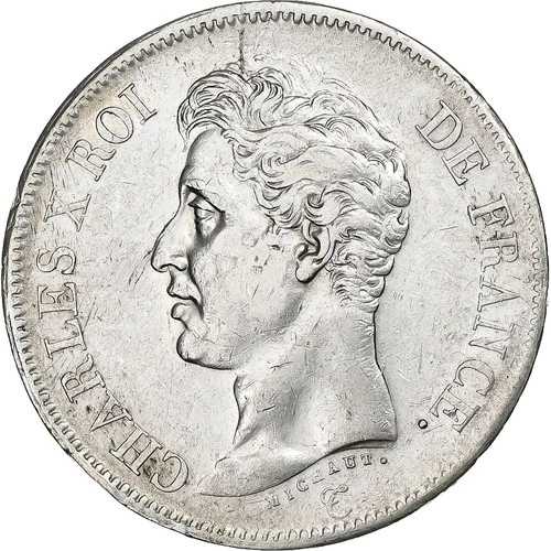 [#1201211] フランス、5フラン、シャルル10世、1825年、リール、銀貨、EF、KM:720.13