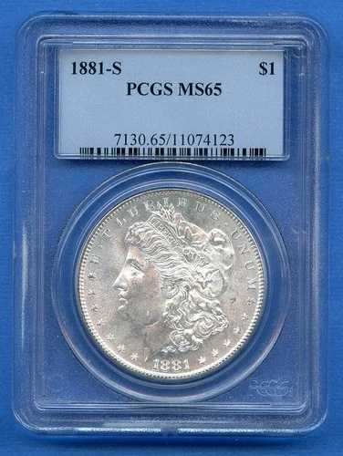 1881 S PCGS MS65 モルガン・ダラー $1 米国造幣局発行 シルバー 1881-S MS-65 ブラストホワイト OBH