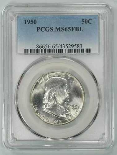 1950年 フランクリン ハーフダラー 50セント PCGS MS 65 FBL ミント UNC - フルベルライン (583)