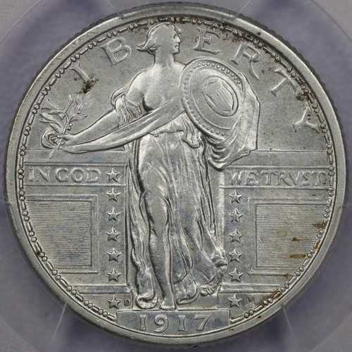 1917-D タイプ1 25セント スタンディングリバティクォーター - PCGS AU 詳細クリーニング済み