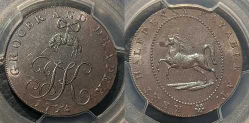 イギリス 1794年 タカ 1/2D ハーフペニー ケント・ブルックランド DH-5 PCGS MS62BN UNC|WORLD RESOURCE【QUEEN店】