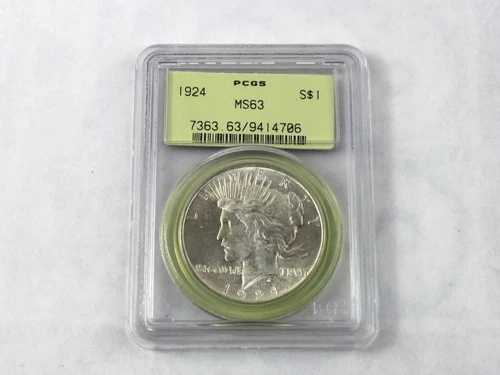 1924年 ピースシルバードル PCGS MS63 オールドグリーンホルダー OGH