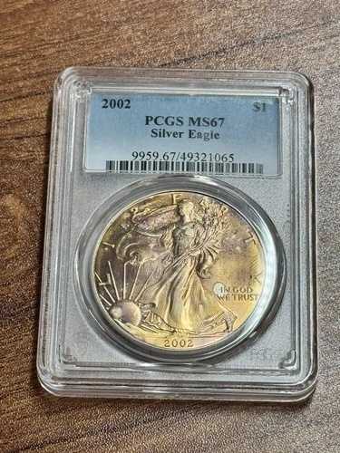 2002年 アメリカンシルバーイーグル グレーデッド PCGS MS67 モンスタートーニング トーンコイン (Slab1081)