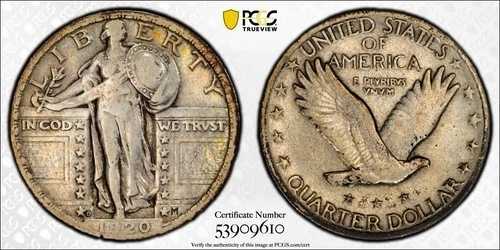 1920年 D 25C スタンディングリバティクォーター - PCGS VF 詳細/クリーニング済み - 送料無料
