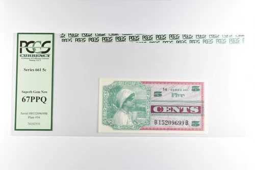 PCGS 極上宝石 新品 67 PPQ 5セント シリーズ661 軍事支払証明書 *8292