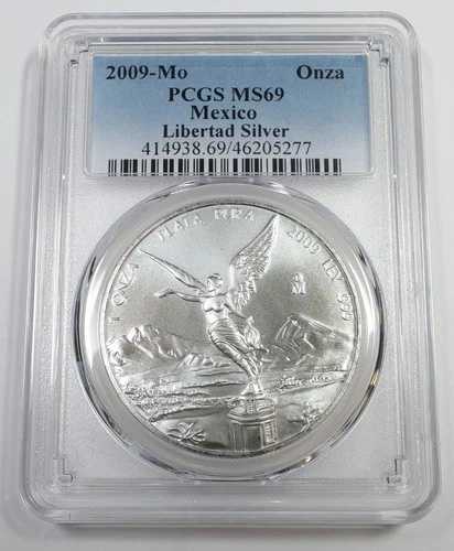 2009 Mo PCGS MS69 メキシコ - 1 オンス シルバー リベルタ - Un Onza コイン #42530A