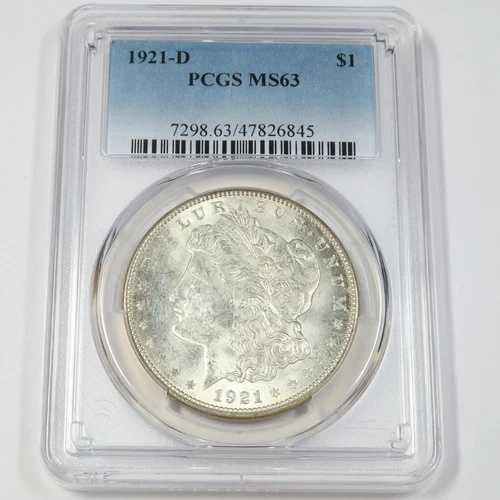 1921 D PCGS MS63 - 銀製モルガンドル - 1ドル米国コイン #45163A