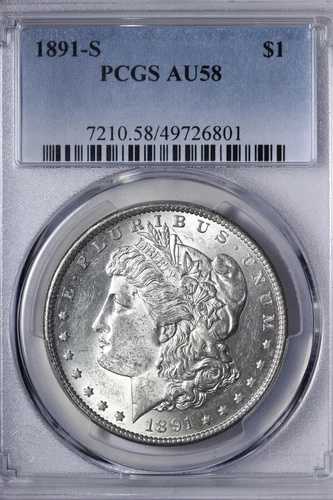 1891-S モルガン銀貨 PCGS AU58 KWPN