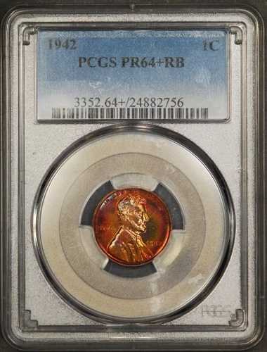 1942年 リンカーンヘッド セント プルーフ PCGS PR64+RB トーン