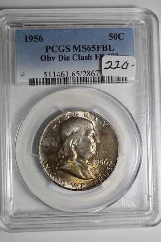 1956年 フランクリン ハーフダラー PCGS MS65 FBL 表面ダイクラッシュ FS-402 #547 61,105円