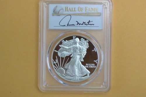 2004年 W $1 プルーフ シルバー イーグル PCGS PR70DCAM ポール・モリター サイン入り