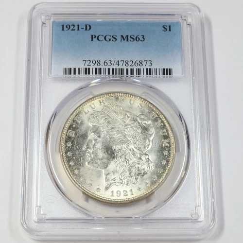 1921 D PCGS MS63 - 銀製モルガンドル - 1ドル米国コイン #45166A