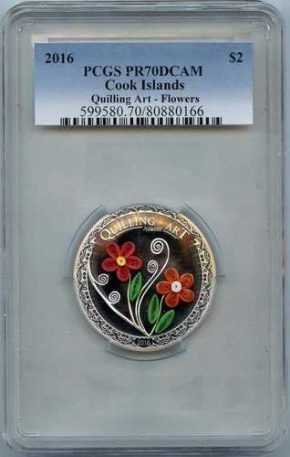 2016年 2ドル クック諸島 クイリングアート フラワー PCGS PR70CAM