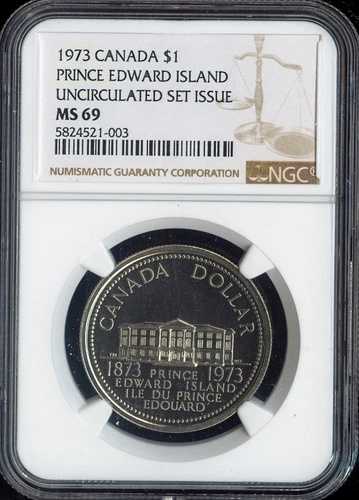 1973年カナダドル 1ドル NGC MS69 - 品質