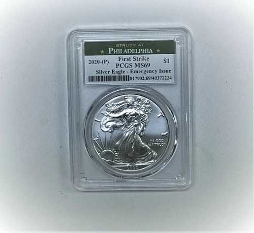 2020 (P) シルバーイーグル PCGS MS69 ファーストストライク エマージェンシー イシュー ストライク ?224?V2? 61,105円