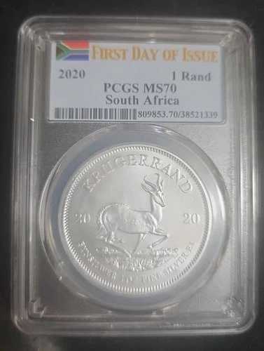2020年初発行クルーガーランド1オンス銀貨 PCGS MS70 サウスキー ローポップ