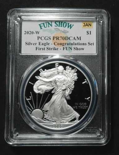 2020-W $1 PCGS PR70DCAM、FUN SHOW Congratulations Set、First Strike。1月