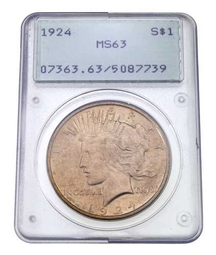 1924 ピースダラー PCGS MS63 銀貨 1924 年 1 ドル銀貨ピース ダラー、PCGS により MS-63 オールド