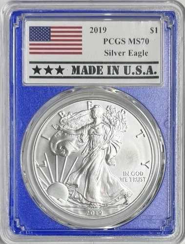 2019年 シルバーイーグル S$1 PCGS MS70 *米国製ラベル