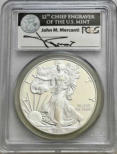 2011-W アメリカン シルバー イーグル ジョン・M・マーカンティ サイン入り PCGS PR69DCAM