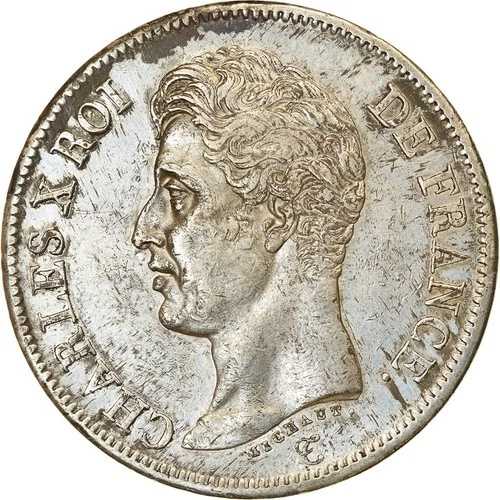 [#853766] コイン、フランス、シャルル10世、5フラン、1826年、パリ、AU、銀、KM:720.1 78,650円