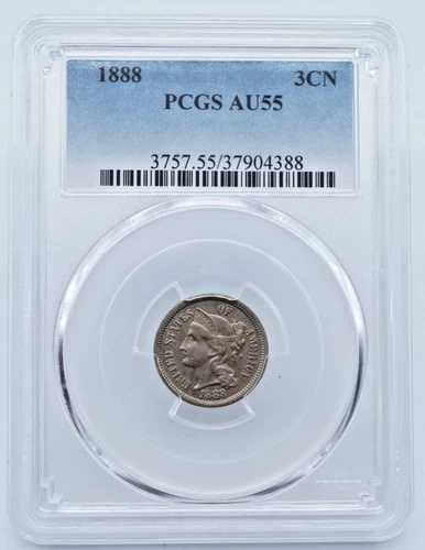 1888年製 ニッケル3セント 3枚 PCGS AU 55 - U2019