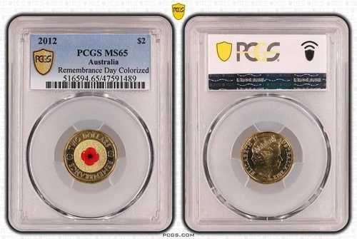 オーストラリア 2012年 レッドポピー 2ドル硬貨 PCGS MS65 #1489