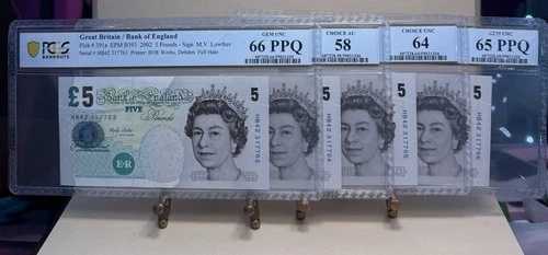 イギリス-(4)連続5ポンド-PCGS