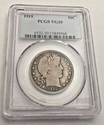 1915年 50セント バーバー ハーフドル PCGS VG10 認定 61,710円