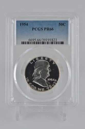 PR66 1954 PCGS フランクリン シルバー ハーフダラー プルーフ ライトカメオ風コイン #823