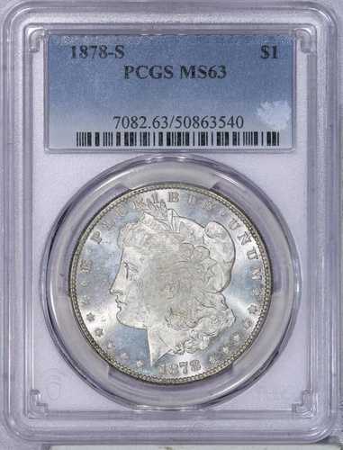 1878-S モーガン銀貨 $1 PCGS MS63 - 非常に派手、ややPL!すごい!