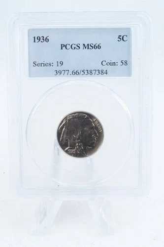 1936年-P PCGS MS66 バッファローニッケル ビジネスストライク 5C-
