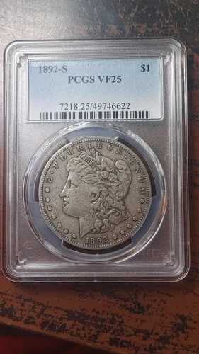 1892年 S モーガン銀貨 $1 PCGS VF25 オリジナル 非常に良好な状態 4543