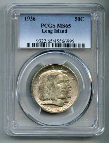 1936年ロングアイランド建国300周年記念銀貨ハーフドル PCGS MS 65