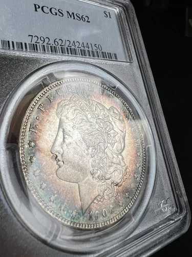 1904-O モーガン シルバー ダラー 1 ドル コイン PCGS MS62～美しい色調!~LQQK!~