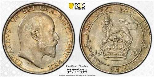 1910年 エドワード7世 シリング イギリス PCGS MS64 良好な状態