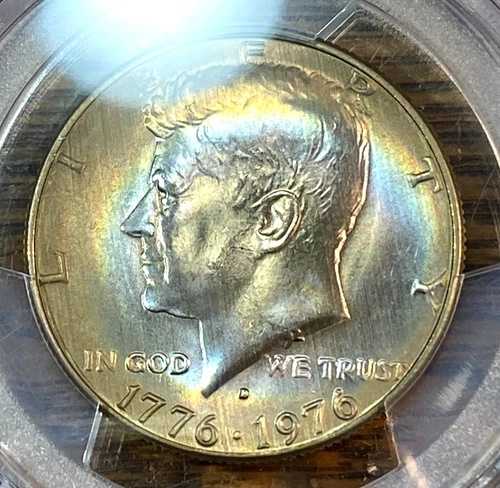 1976年-D ケネディ ハーフダラー PCGS MS66 トップシェルフ モンスター レインボー トーニング CHRC