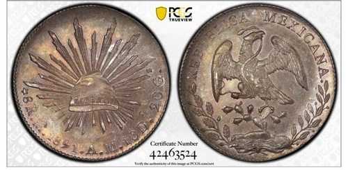 1891年 MO AM メキシコ 8レアル 銀貨 PCGS UNC