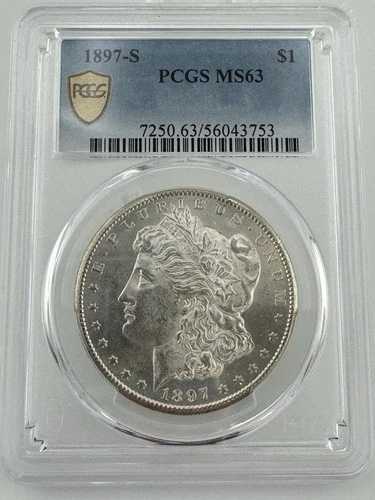 1897-S 1ドル モルガン銀貨 PCGS MS63 ゴールドシールド ベターデート