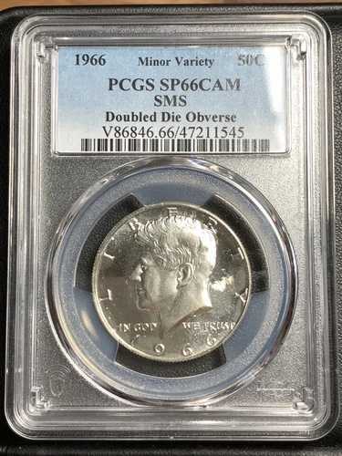 1966年 SMS 50C PCGS SP66CAM DDO ケネディ ハーフダラー「ダブルダイ表面」「カメオ」