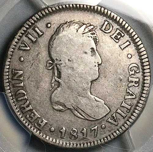 1817-NG PCGS F 15 グアテマラ 2レアル 植民地スペイン フェルディナンド7世 コイン 26012203C