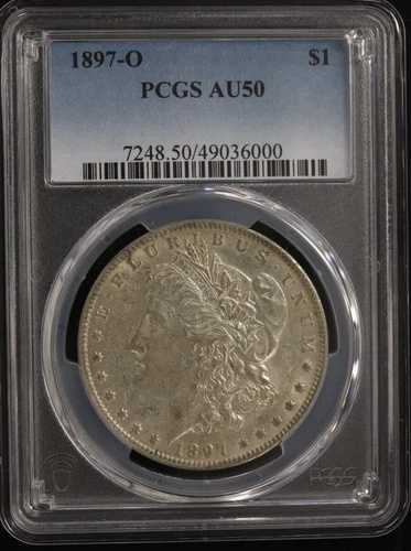 1897-O モルガン銀貨 PCGS AU50 シルバー アンティークトーン ナイス PQ