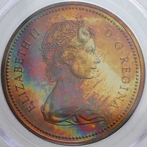 1971年 カナダ（ブリティッシュコロンビア）銀貨 ドル PCGS SP67 - トーン