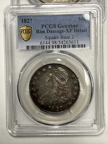 1827年製キャップドバストハーフダラー、PCGS XF詳細、スクエアベース2、送料無料（D）
