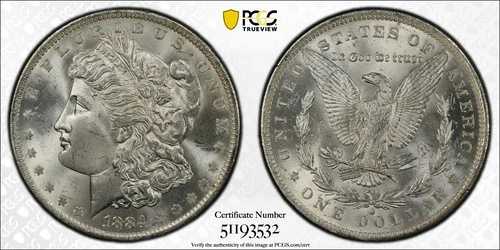 モーガン シルバードル 1884 O PCGS MS 64+ ブラストホワイト スタンナー