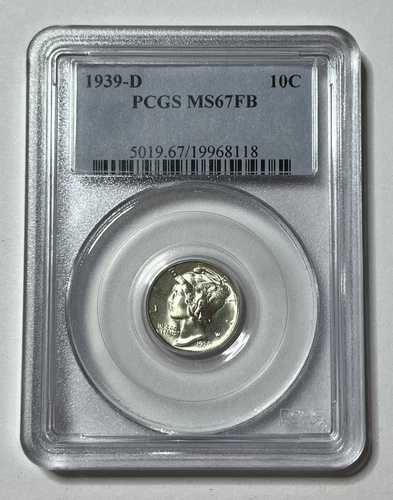 1939-D マーキュリーダイム PCGS MS67 FB フルバンド ブラストホワイト
