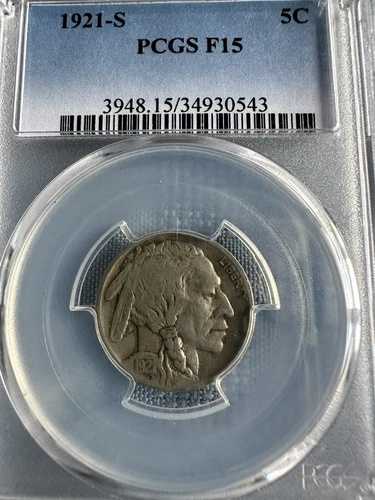 1921S バッファローニッケル PCGS F15。